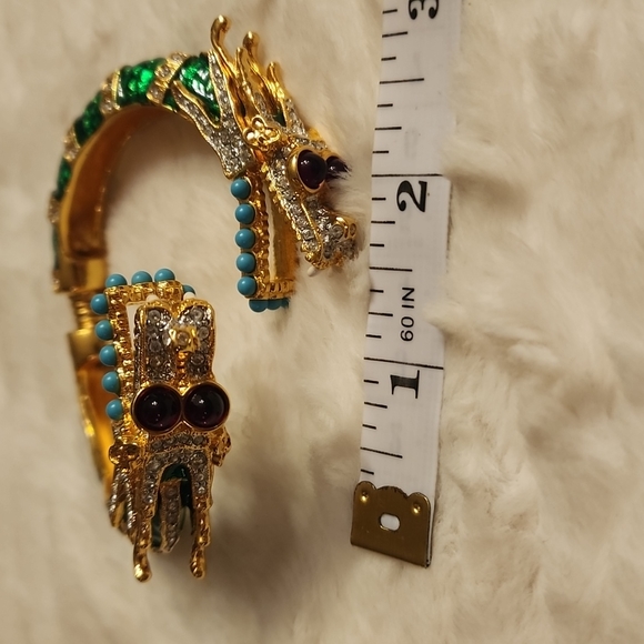 Rare KENNETH JAY LANE Green Dragon Bracelet - Picture 3 of 12